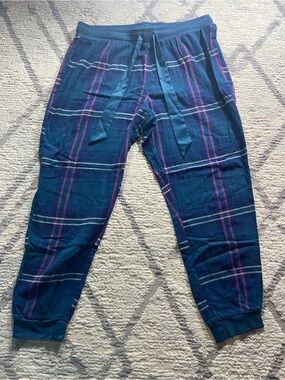 George Navy Plaid Pyjama Pants with Pink & White Stripes